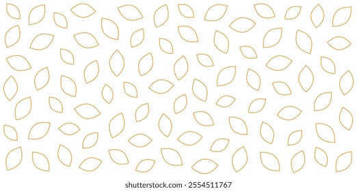 Seamless pattern of orange outline leaves on white or transparent background. Minimalistic nature-inspired design for wallpaper or fabric