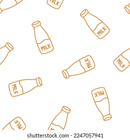 Patrón sin soldadura con botella de leche de contorno naranja