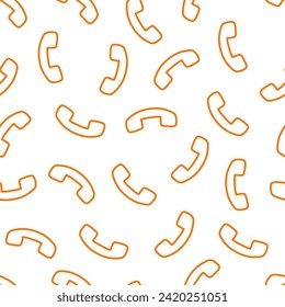 Seamless pattern with orange outline phone