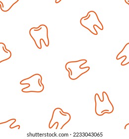 Seamless pattern with orange outline teeth