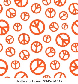 Seamless pattern with orange peace symbols