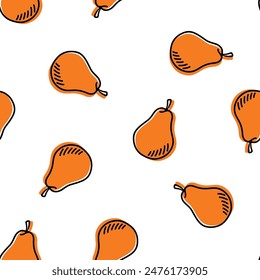 Seamless pattern with orange pear