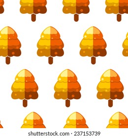 Seamless pattern with orange pine trees