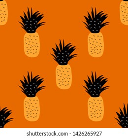 Seamless Pattern orange pineapple. Vector.