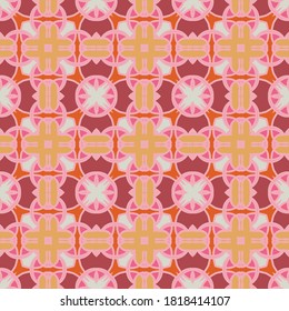 Seamless pattern in orange, pink and red for decoration. Print for paper, tiles, textiles. Home  decor, interior design, cloth design.