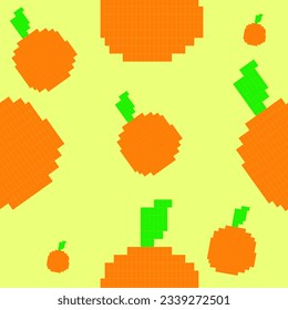 SEAMLESS PATTERN, ORANGE PIXEL ART YELLOW VECTOR
