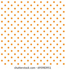 Seamless pattern with orange polka dots on a white background. Vector illustration.