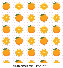 Seamless pattern with orange and polkadot background vector design include swatches