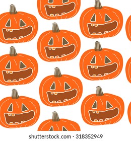 Seamless pattern with orange pumpkins.