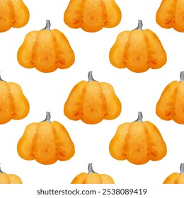 Seamless pattern with orange pumpkins. Thanksgiving background