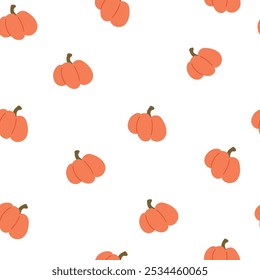 Seamless pattern with orange pumpkins. Vector fall illustration.