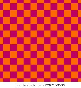 Seamless pattern with orange and purple checkerboard