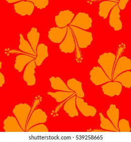 Seamless pattern with orange and red flowers. Floral watercolor seamless background. Vector textile print for bed linen, jacket, package design, fabric and fashion concepts.