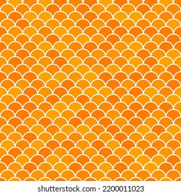 Seamless pattern with orange shades scallops