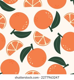 Seamless pattern with orange and slice