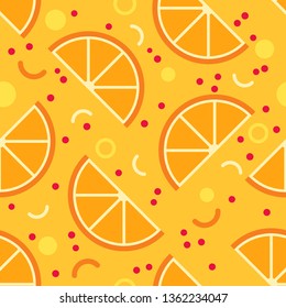 Seamless pattern orange slice decorated geometric figures. Vector illustration