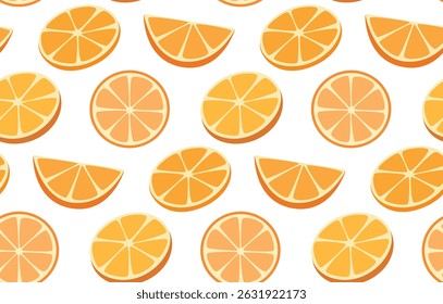 Seamless pattern of orange slices. Background with sliced citrus fruits