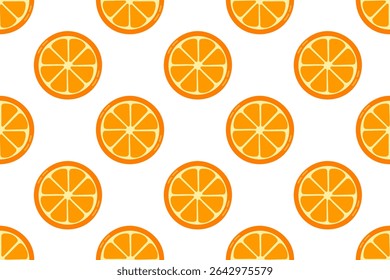 Seamless pattern with orange slices in circular shape. Perfect for citrus-themed prints, juice packaging, and refreshing summer designs
