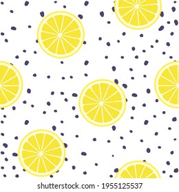 Seamless pattern with orange slices. Hand drawn vector background. Design elements for prints, paper, textile, fabric, children background