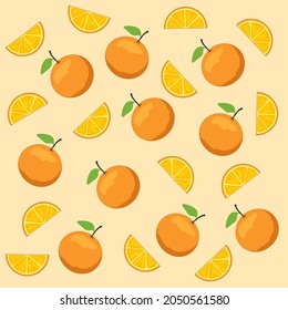 Seamless pattern of orange slices in hand drawn style. Repeating background vector for summer fabric, decoration, backdrop, textile, wallpaper and fashion design.