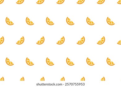 Seamless pattern with orange slices or lemon. Tropical summer fruit isolated on background. Citrus fruits. Vector fabric design, summer textile, wallpaper, covers, phone cases. Vector illustration