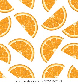 Seamless pattern with orange slices on a white background.