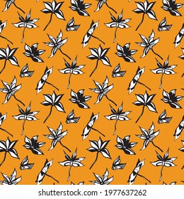
seamless pattern orange spices stars anise black and white vector