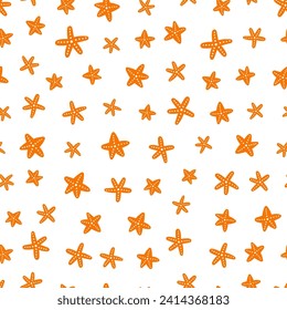 Nahtlose Muster mit orangefarbenem Seestern