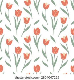 a seamless pattern of orange tulips