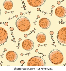 Seamless pattern with orange. Vector Citruses