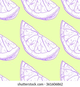 Seamless pattern orange. Vector hand-drawn illustration