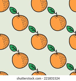 Seamless pattern with orange. Vector illustration. Hand-drawn background. 
