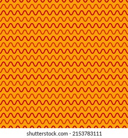 Seamless Pattern With Orange Wavey Lines.