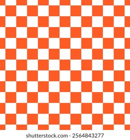 Seamless pattern with orange and white chess squares