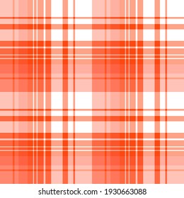 Seamless pattern in orange and white colors for plaid, fabric, textile, clothes, tablecloth and other things. Vector image. 