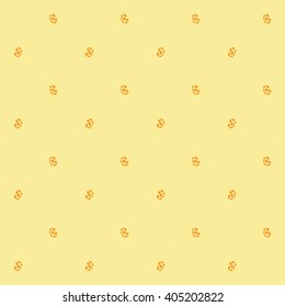 Seamless pattern of orange whorls curlicues on yellow background