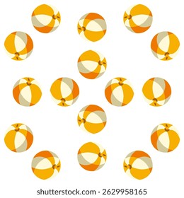 A seamless pattern of orange and yellow beach balls on a clean white background. The bold, circular shapes give a fun and sunny vibe, great for summer design, kids’ goods, or vacation-themed graphics.