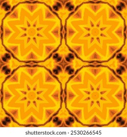 Seamless pattern. Orange yellow black halloween style star shape motifs. Versatile and adaptable. High-quality design. Professional appearance. Unique and original. Customizable. Versatile design. 