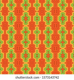 Seamless pattern in orange-green colors. The vertical orientation of the drawing. Vector illustration