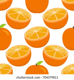 Seamless pattern of oranges, cartoon illustration. Vector