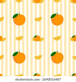Seamless pattern with Oranges Editable vector illustration for wrapping paper, packaging, fabric, wallpaper, etc.