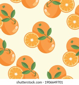 Seamless pattern with oranges.
 Pattern of fresh oranges for fabric, drawing labels, print on T-shirt, children's room wallpaper, fruit background.