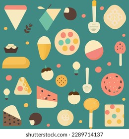 A seamless pattern with oranges and green fruits