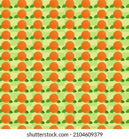 A seamless pattern with oranges and leaves on light green background, vector illustration, eps 10