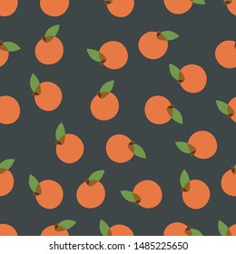 Seamless pattern with oranges and leaves. Vector texture illustration.
