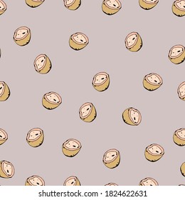 Seamless pattern with oranges and leaves. Vector texture illustration.