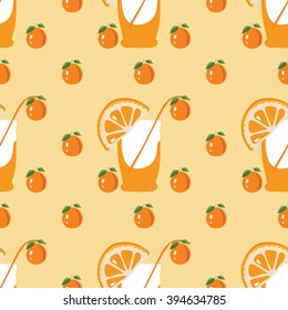 Seamless pattern with oranges and leaves. Vector texture illustration.