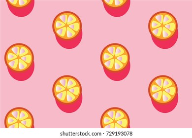 Seamless pattern with oranges on pink field