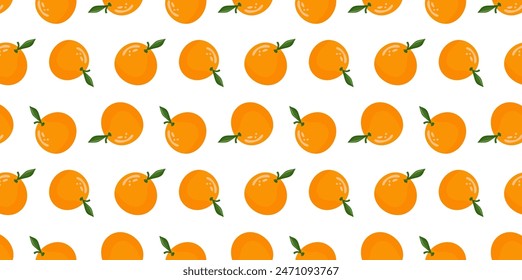 Patrón sin fisuras con naranjas sobre fondo blanco. Diseño plano. Etiqueta para mermelada, jugo, fruta. Patrón de tela. Ilustración vectorial. 