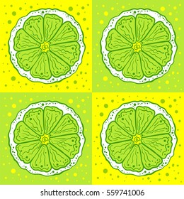 seamless pattern of oranges on yellow green background